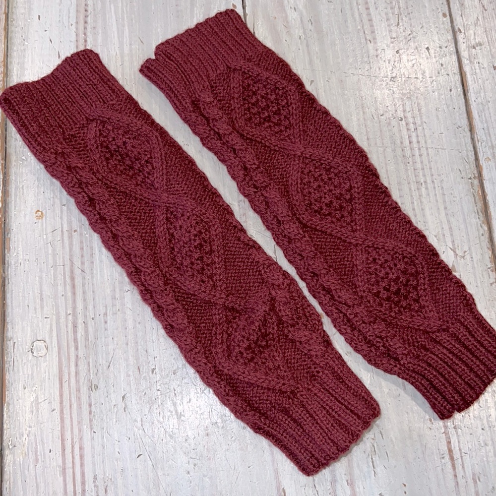 Burgundy open-end women's ankle socks/mittens